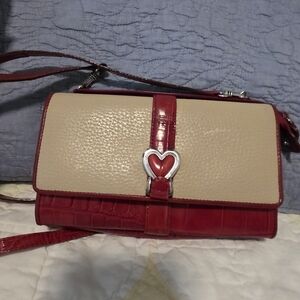 Brighton Red and Cream Crossbody Bag